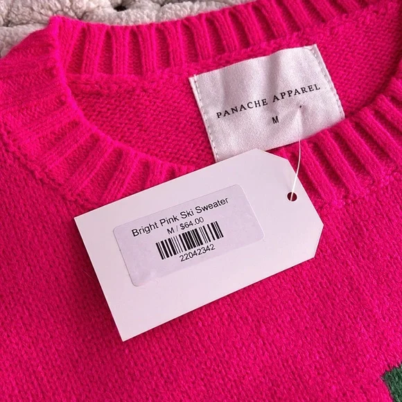 NWT Panache Apparel Hot Pink “SKI” Sweater - Picture 9 of 16
